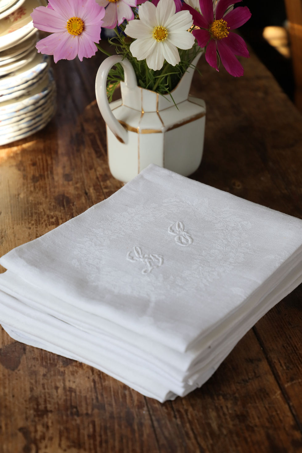 Miniature : Serviettes de table en cotton brodées main