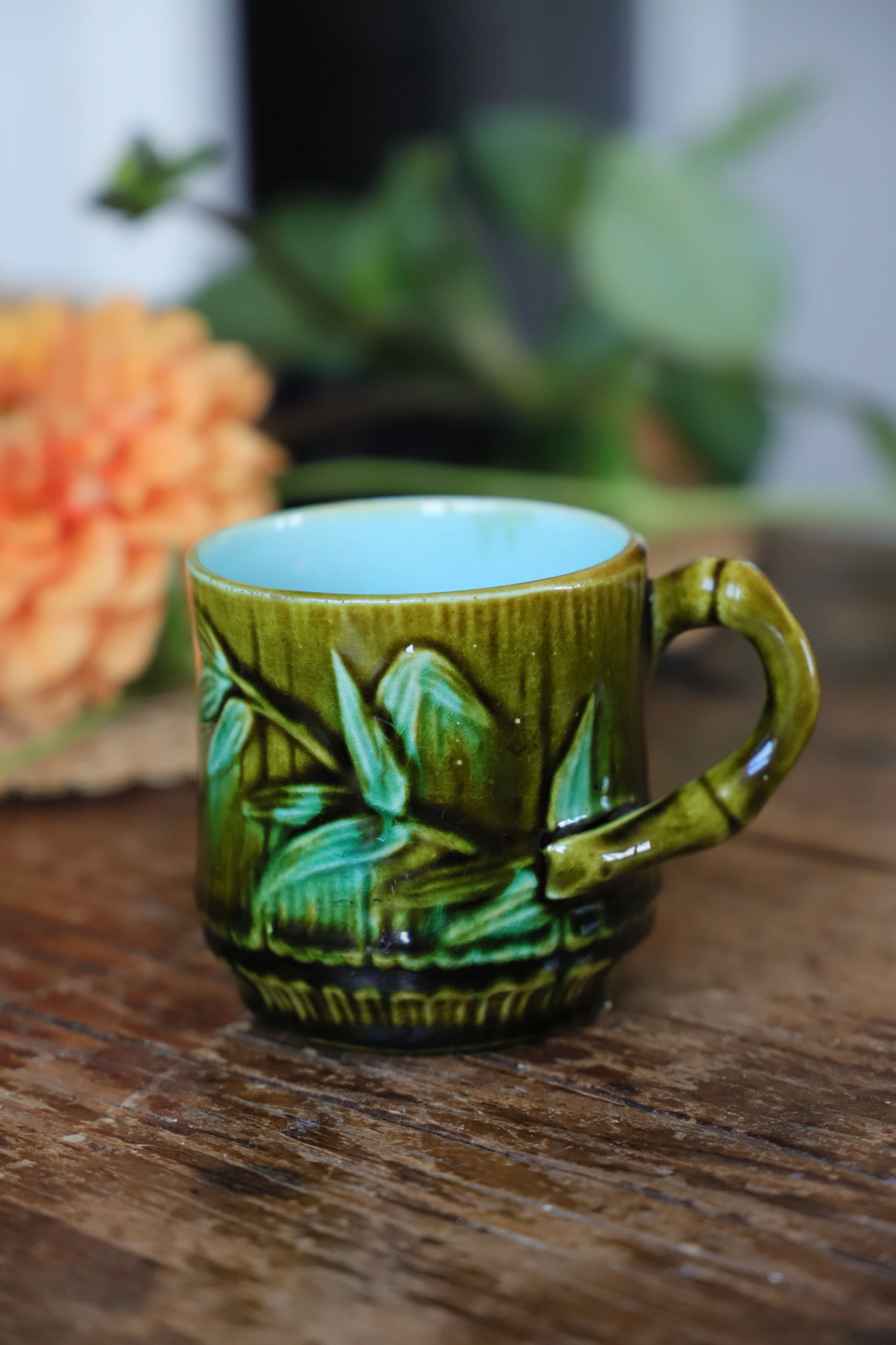 Art Nouveau majolica coffee cup