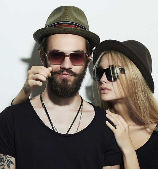 Couple Wearing Hats and Sunglasses