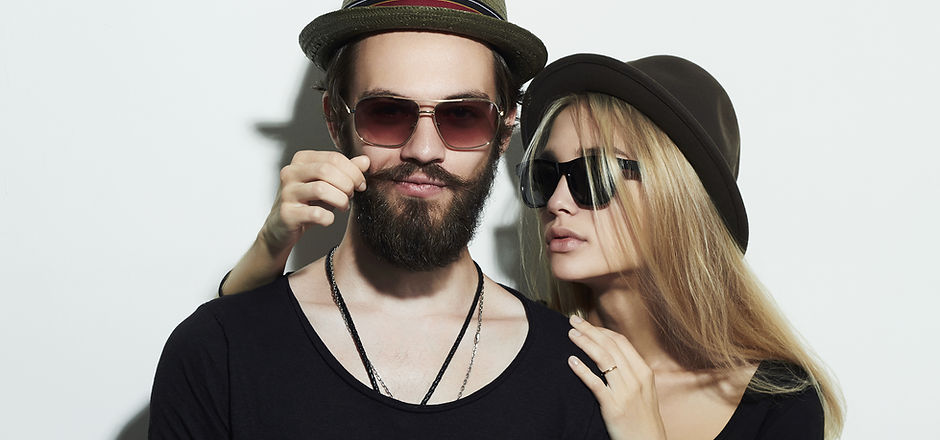 Couple Wearing Hats and Sunglasses
