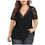 Thumbnail: Plus Size Women Solid Floral Lace Shirts 