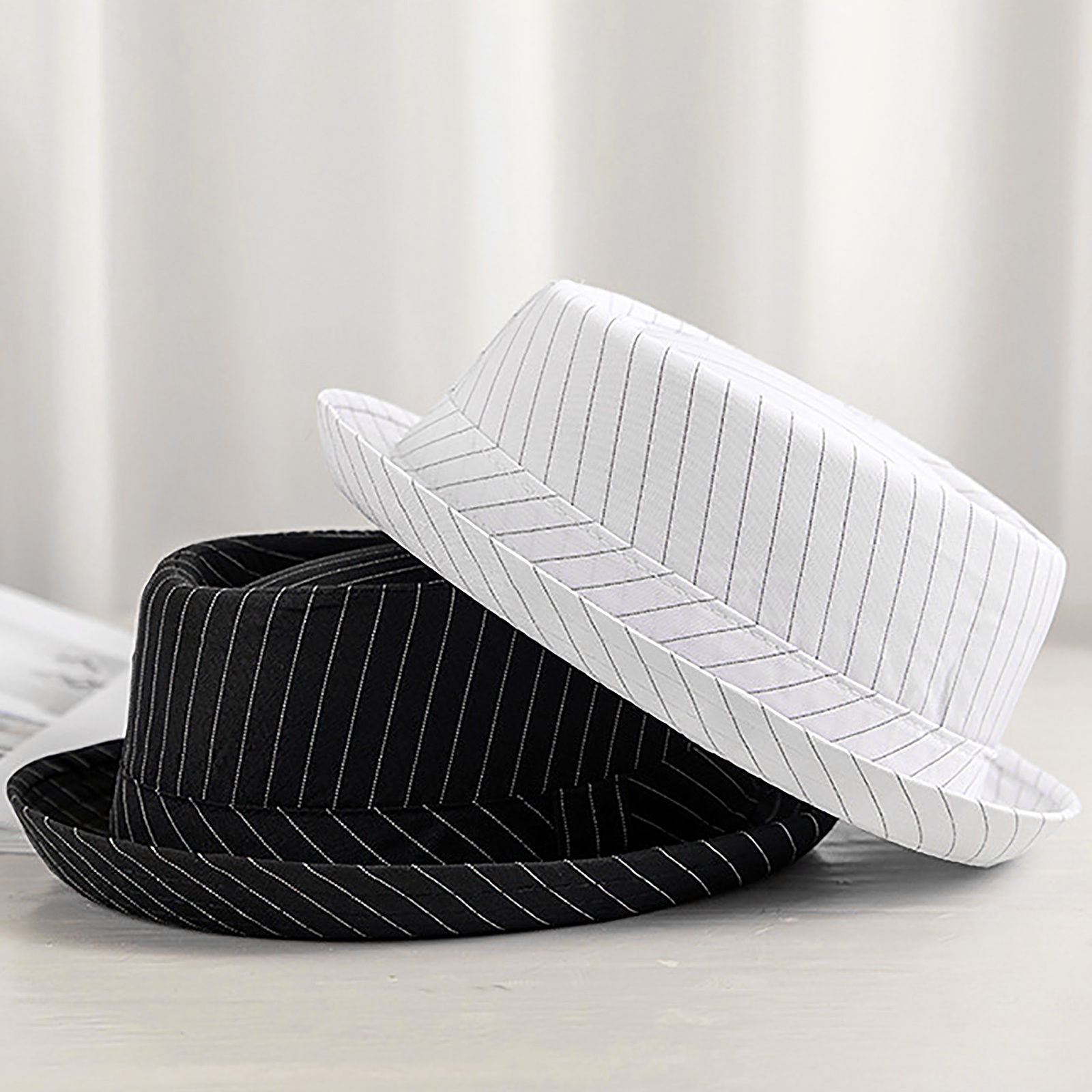 2024 Casual Fashion Men Striped Short Hat Brim