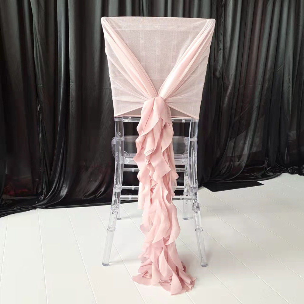 Mesh Hood and Chiffon Ruffle Chair Cap Sash