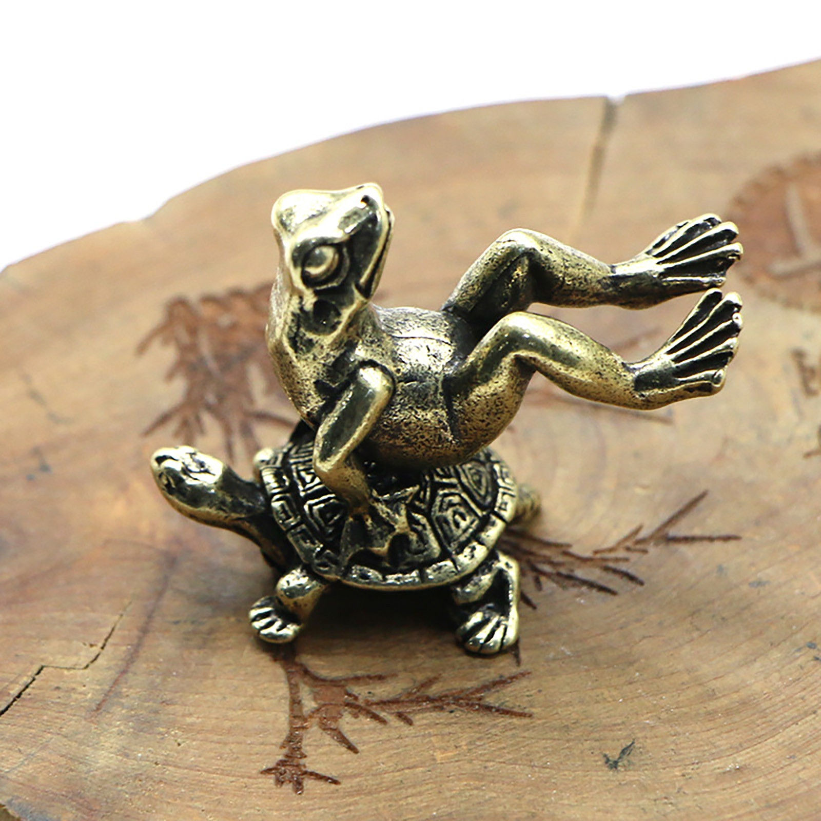 Ornament Solid Brass Frog And Turtle 