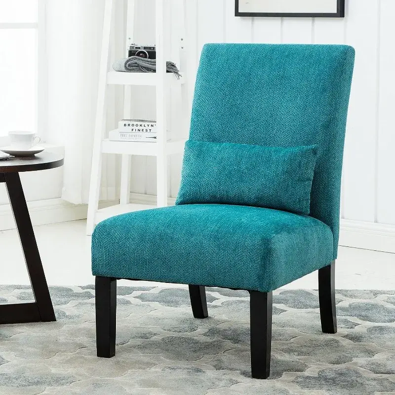 Pisano Fabric Armless Contemporary Accent Chair with Kidney Pillow