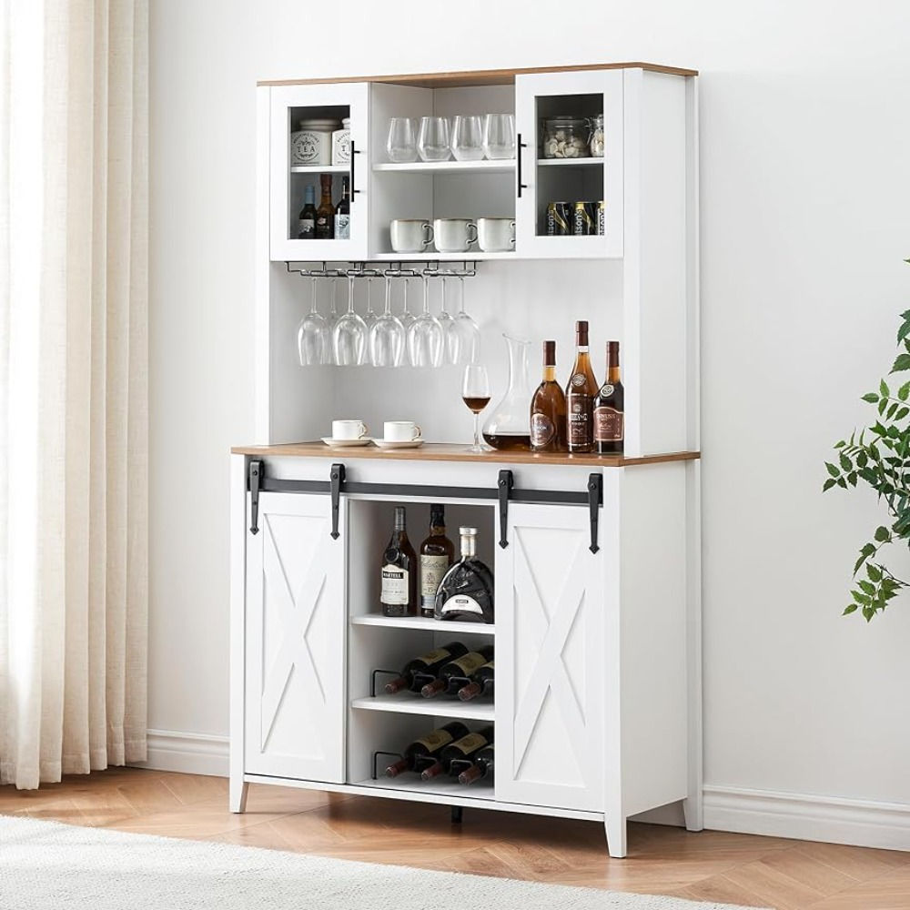 Bar Cabinet with Sliding Door, with Storage Shelves