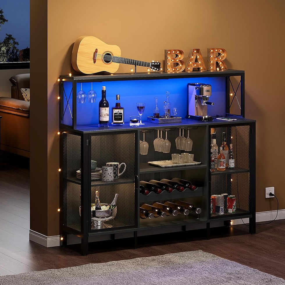 WASAGUN Wine Bar Cabinet with Power Outlet
