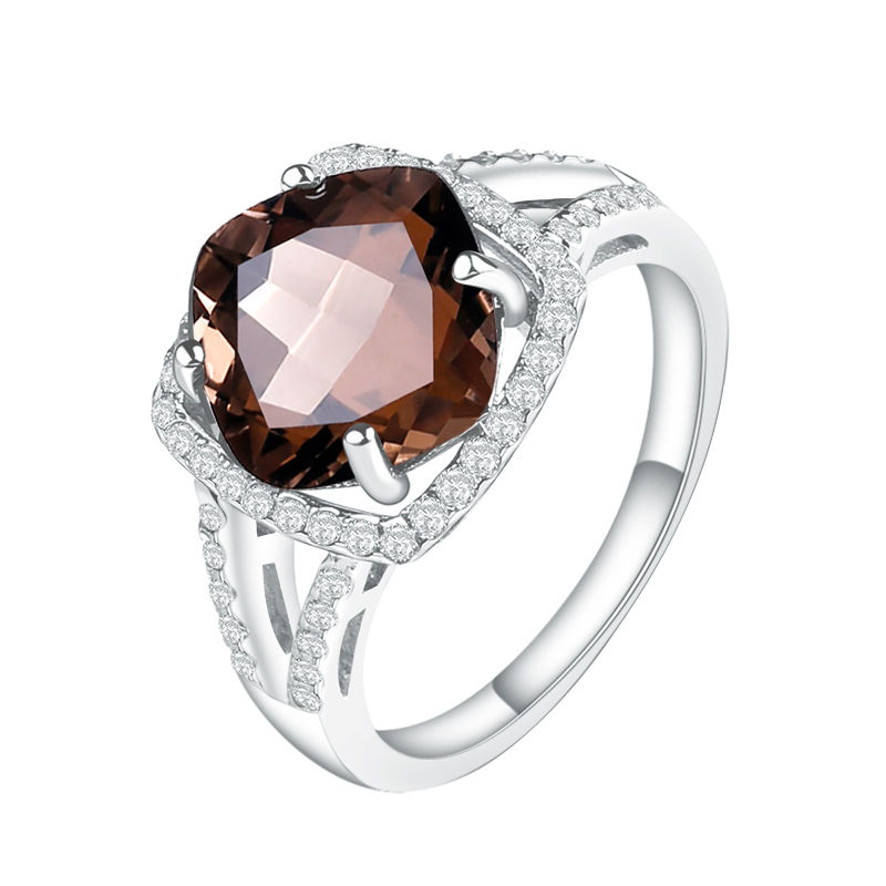5.22Ct Natural Smoky Quartz Sterling Silver Gemstone Ring 