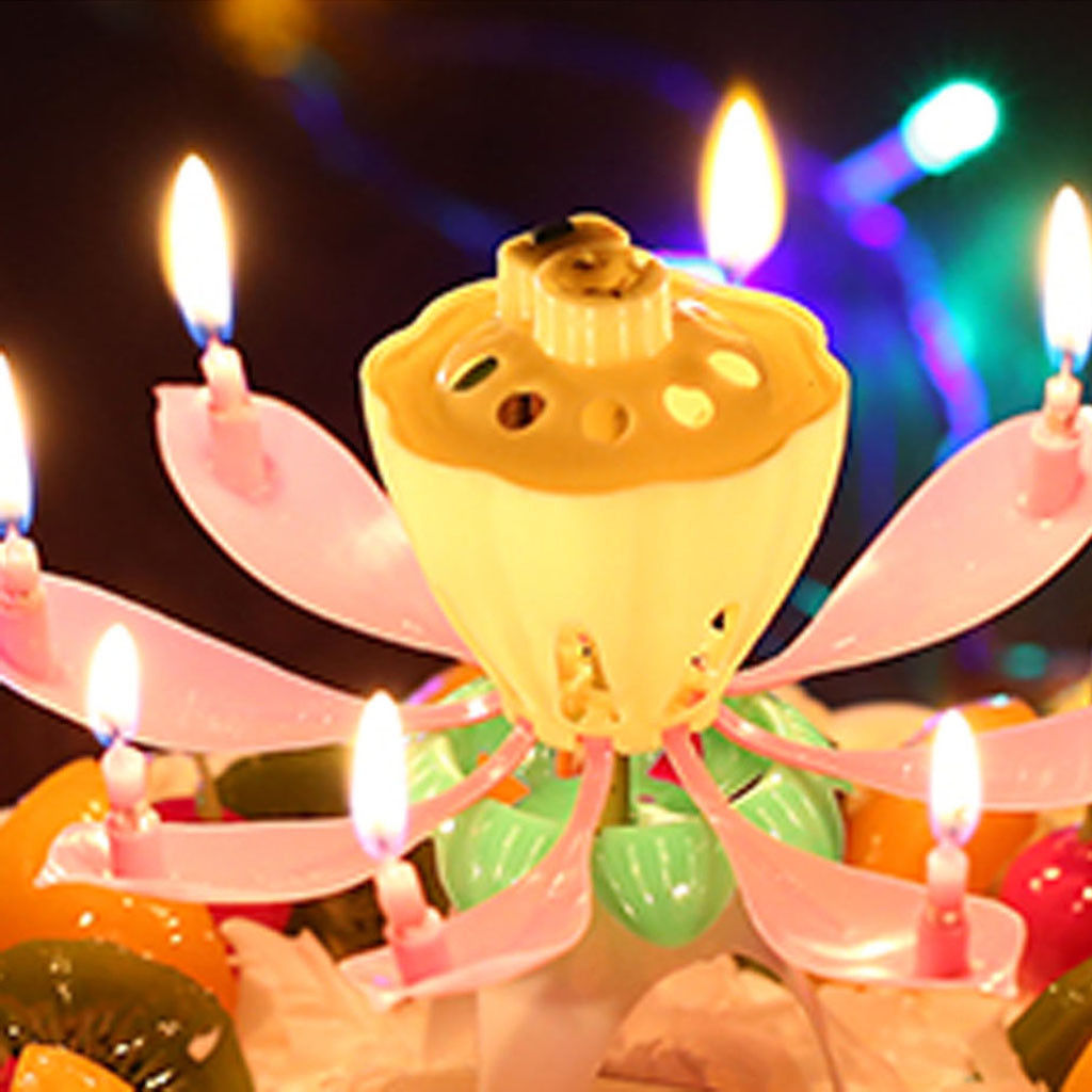 Surprise Birthday Cake Candle Lotus Flower Candle