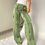 Thumbnail: Women's Casual Spring Glossy Silk Baggy Wide Leg Pants 