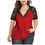 Thumbnail: Plus Size Women Solid Floral Lace Shirts 