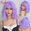 Thumbnail: Light Purple Curly Cosplay Synthetic Hair Wigs 