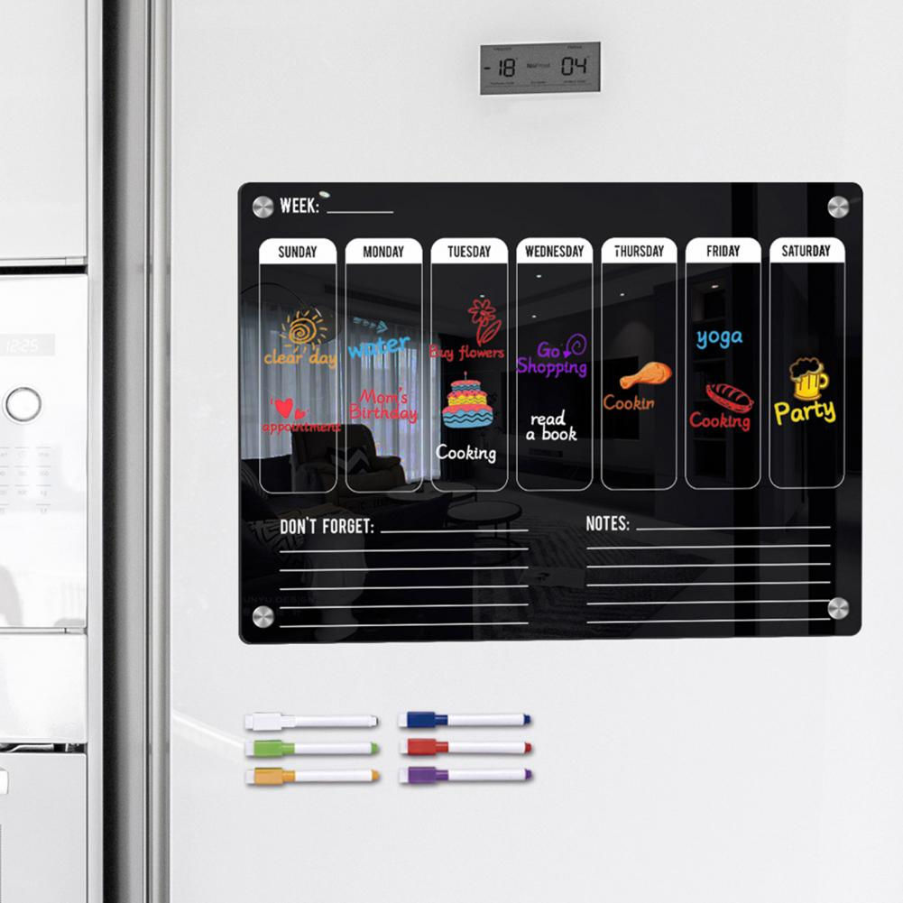 Weekly Planner Black Magnetic Whiteboard Organizing 