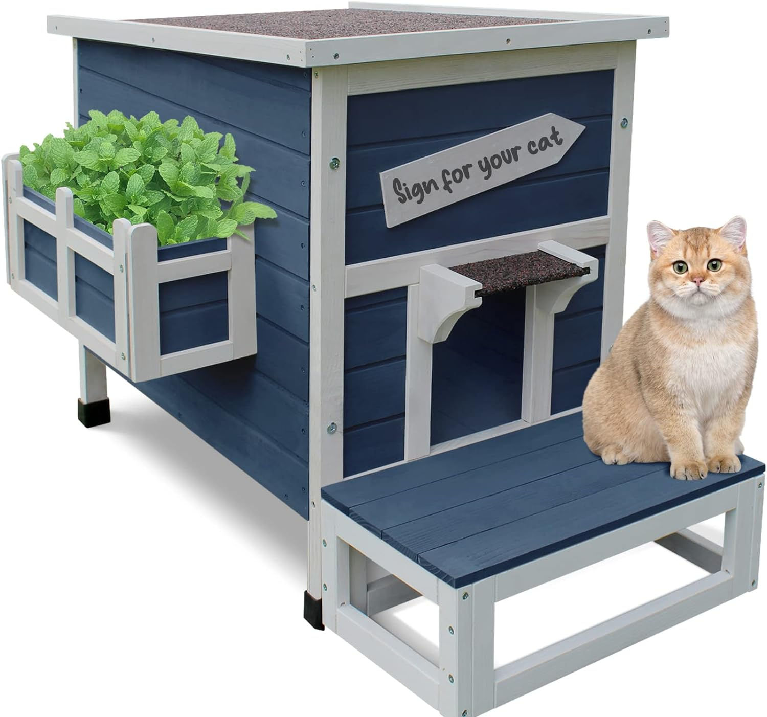 Outdoor Cat Shelter With Escape Door Rainproof 