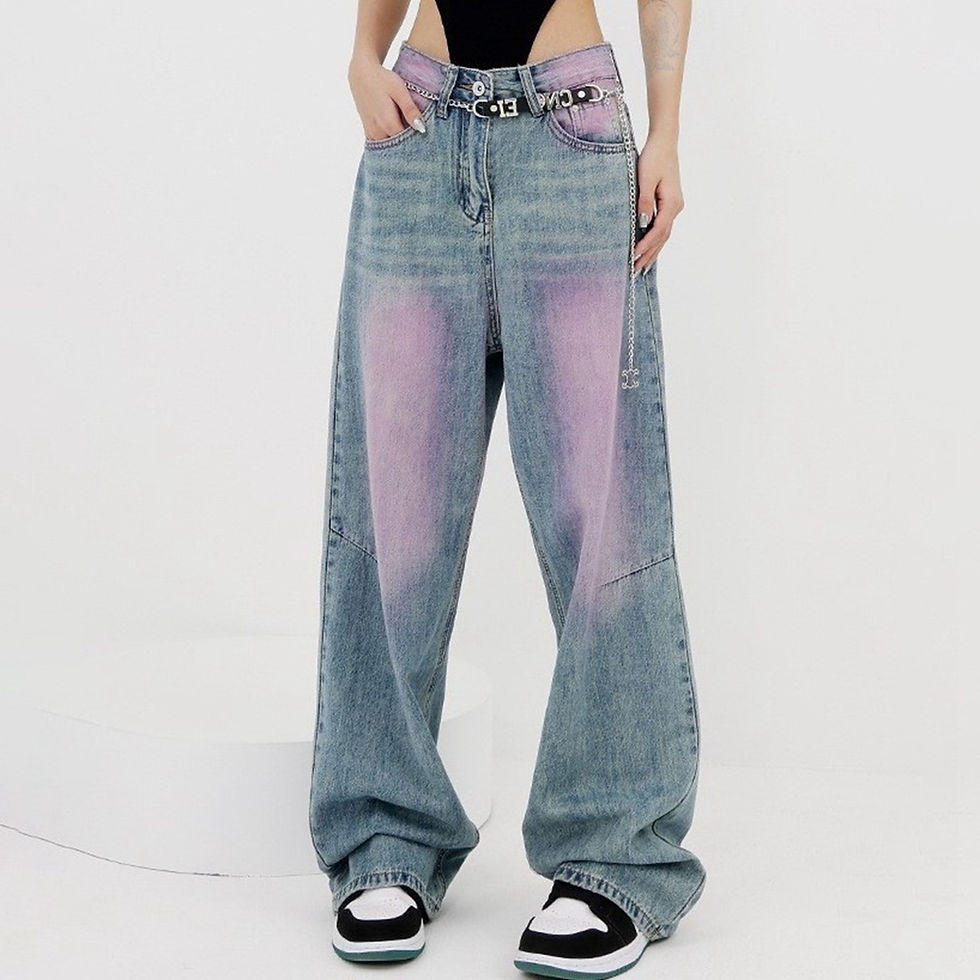 High Waist Women Jeans Hip-Hop Fashion Wide Leg Trousers 