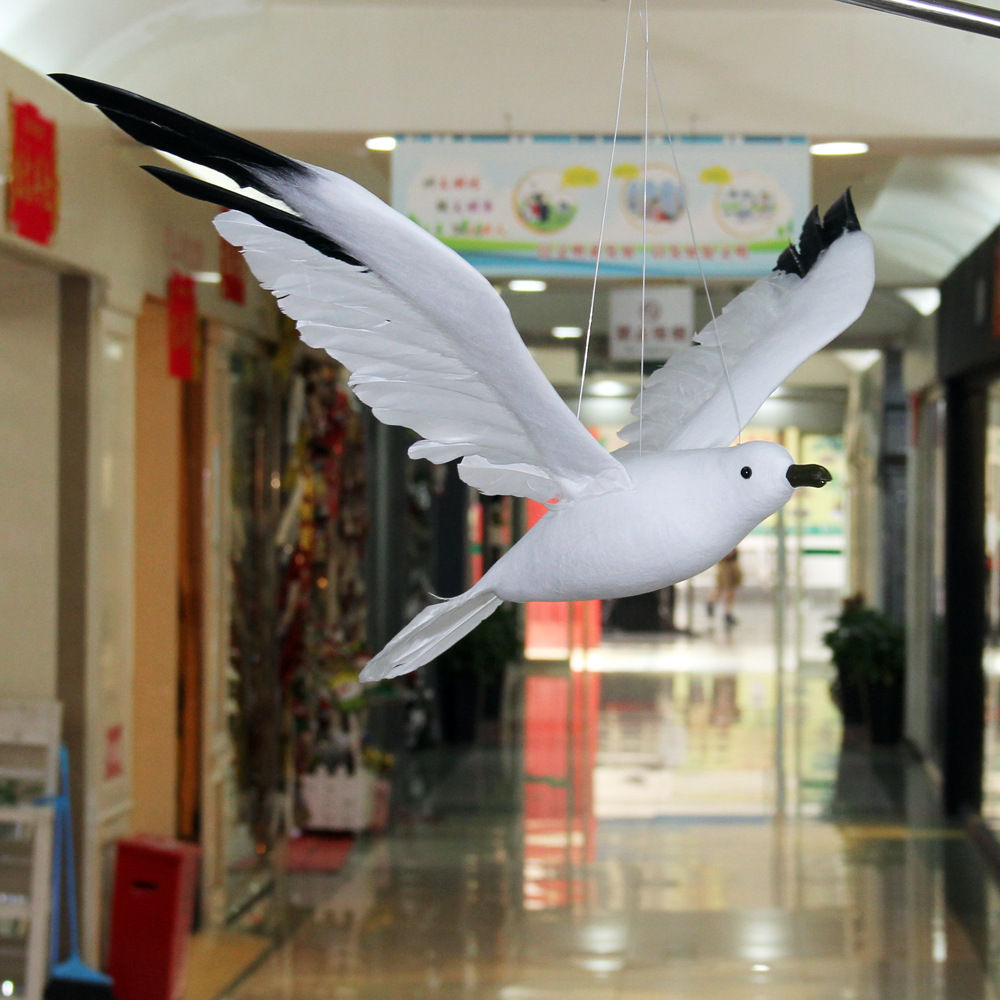 1pc Simulated Feather Seagulls Bird Artificial Flying Bird Figurines 