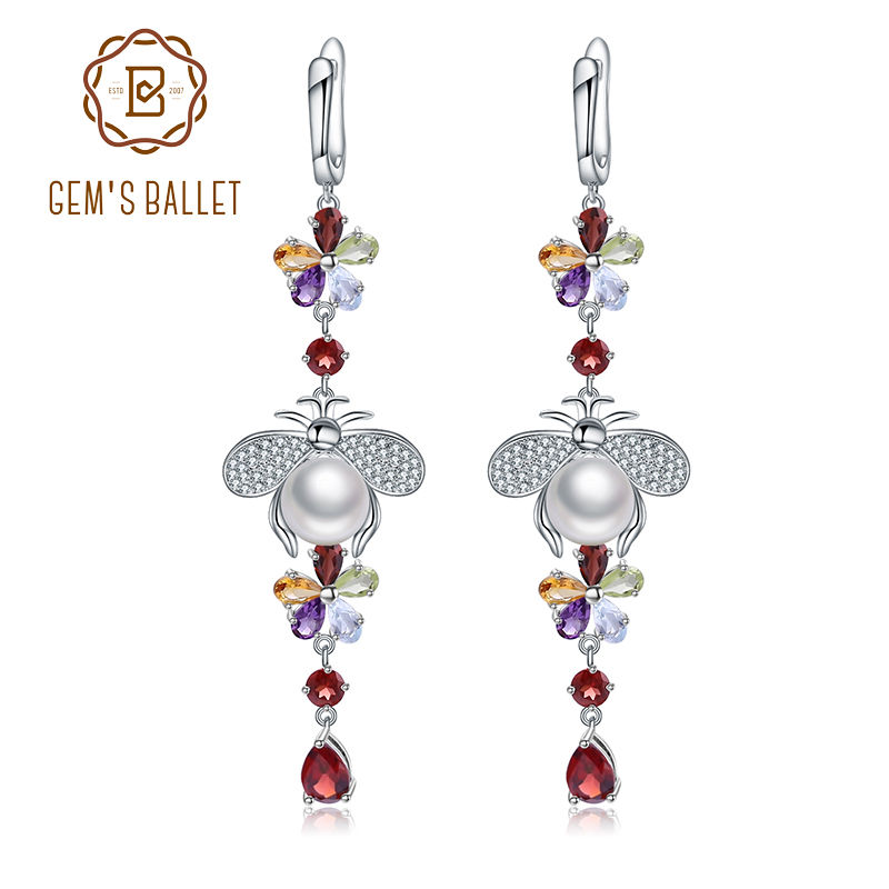 Natural Flower Multicolor Gemstone Earrings 925 Sterling Silver