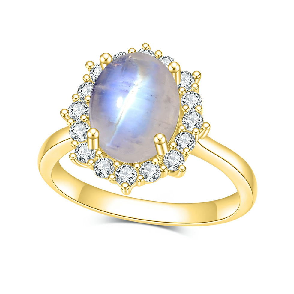 3.24CT Oval Cut Moonstone Unique Cluster Halo Rings Sterling Silver