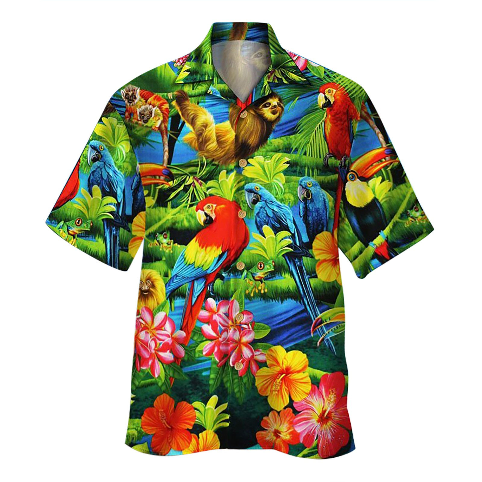 Animal Parrot Print Patchwork Fashion Hawaiian