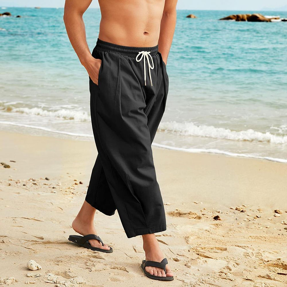 Men Summer Pants Stylish Mid Waist