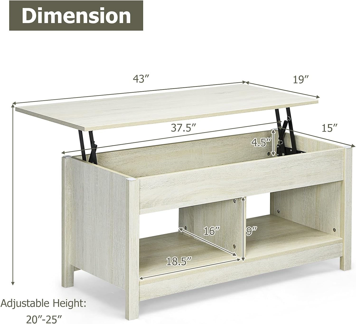 Coffee Table, Multifunctional Accent Furniture w/Hidden Compartment