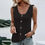 Thumbnail: Lace Up Tank Tops Elegant Women O Neck Button Sleeveless 