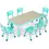 Thumbnail: Rectangle Kids Table with 6 Chairs Set, Height Adjustable 