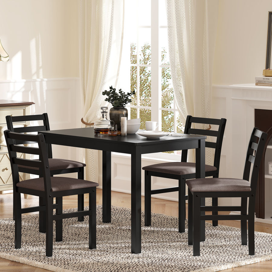 5PCS Dining Table Set,Stylish 4 Upholstered Chairs