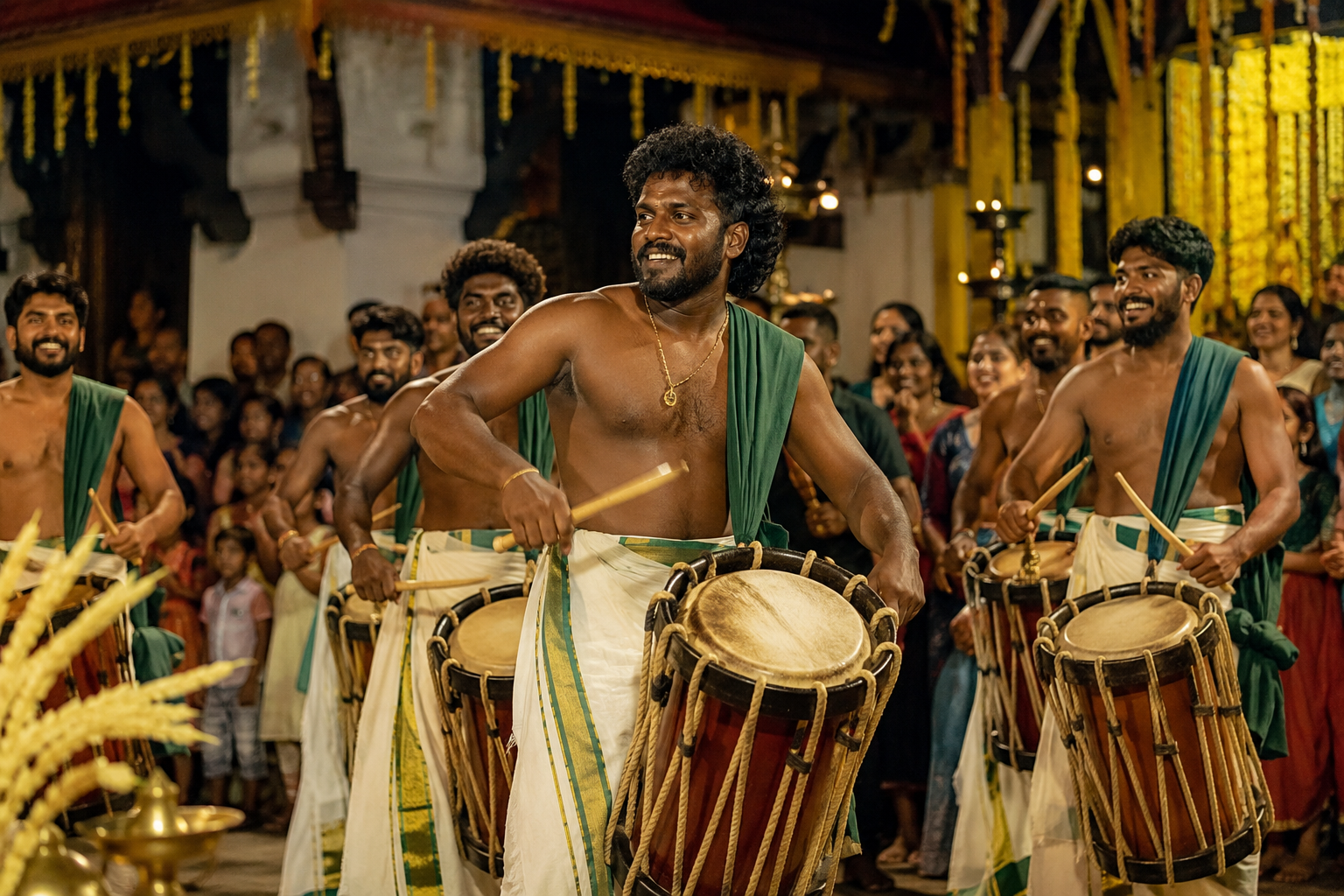 Chenda drummers performing