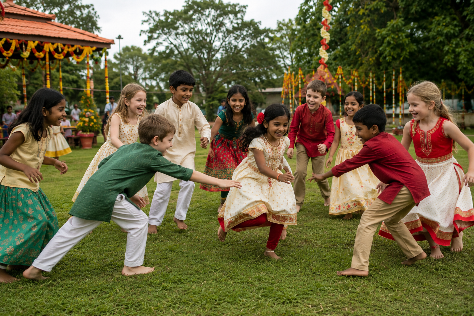 Children playing together at an Onam festival