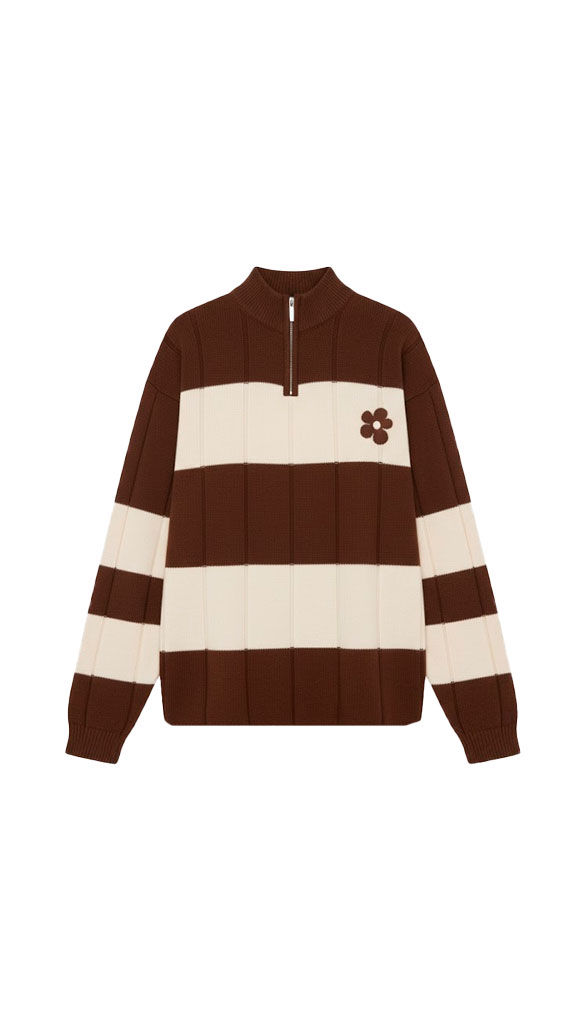 Sweater Half Zip Café - Nacar