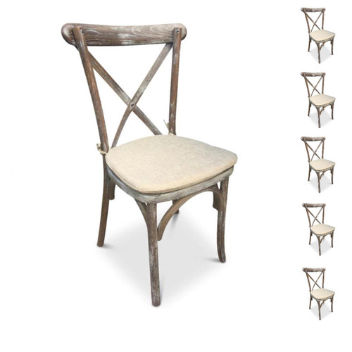 Set of 6 Cross Back Chairs Rustic Lime Oak crossbackchairs