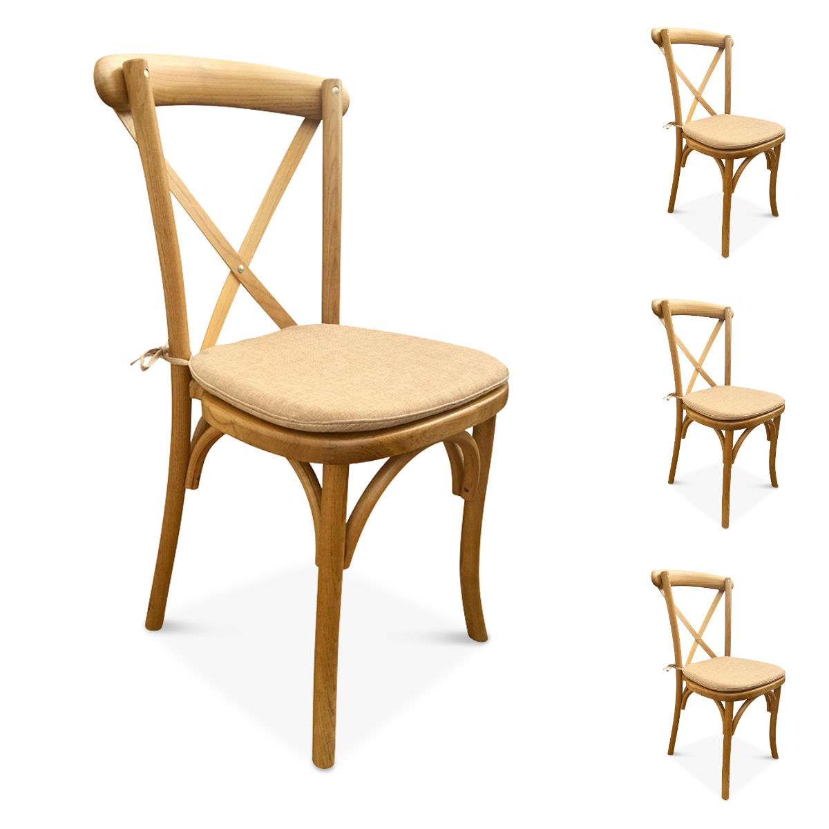 Set of 4 Rustic Elm Cross Back Chair