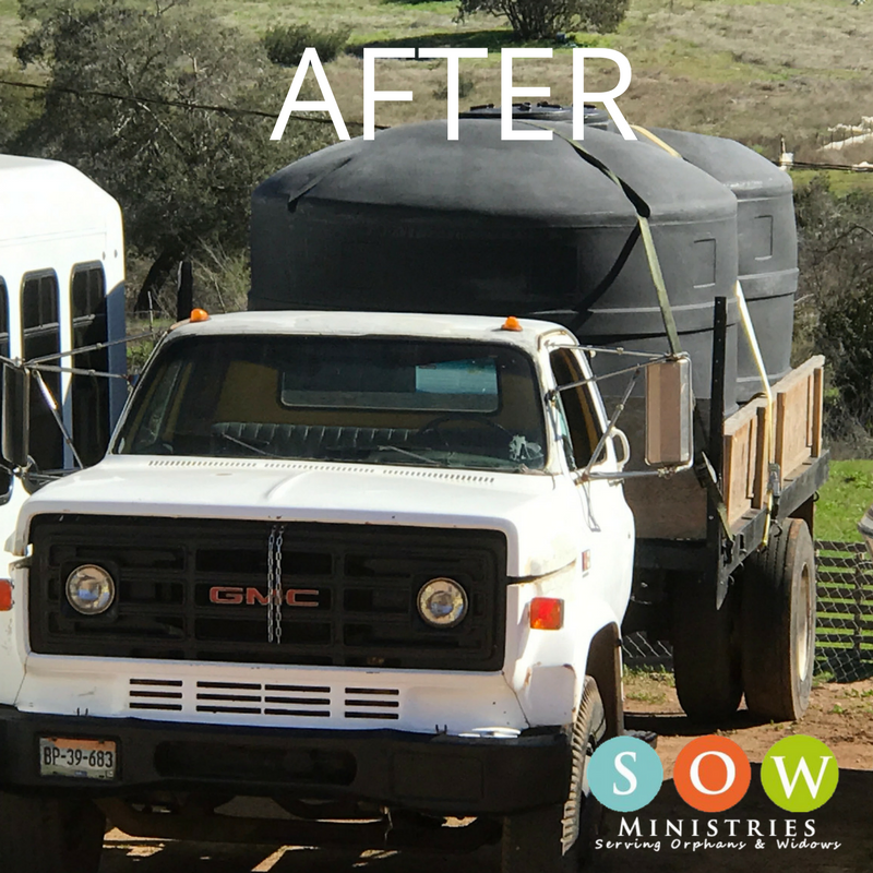 We converted this truck into a 10,000 liter water truck complete with a mounted, gas powered, water pump
