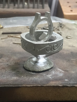 Cast ring before gold inlay