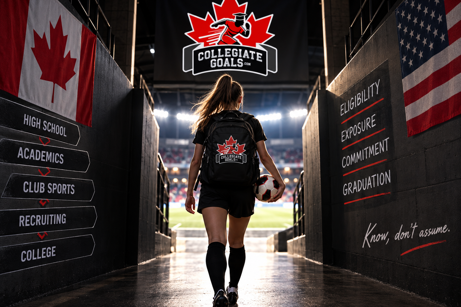Canadian high school student reviewing NCAA core course requirements for Division I eligibility.
