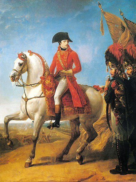 Painting of First Consul, reviewing his troops after the Battle of Marengo by A.J. Gros
