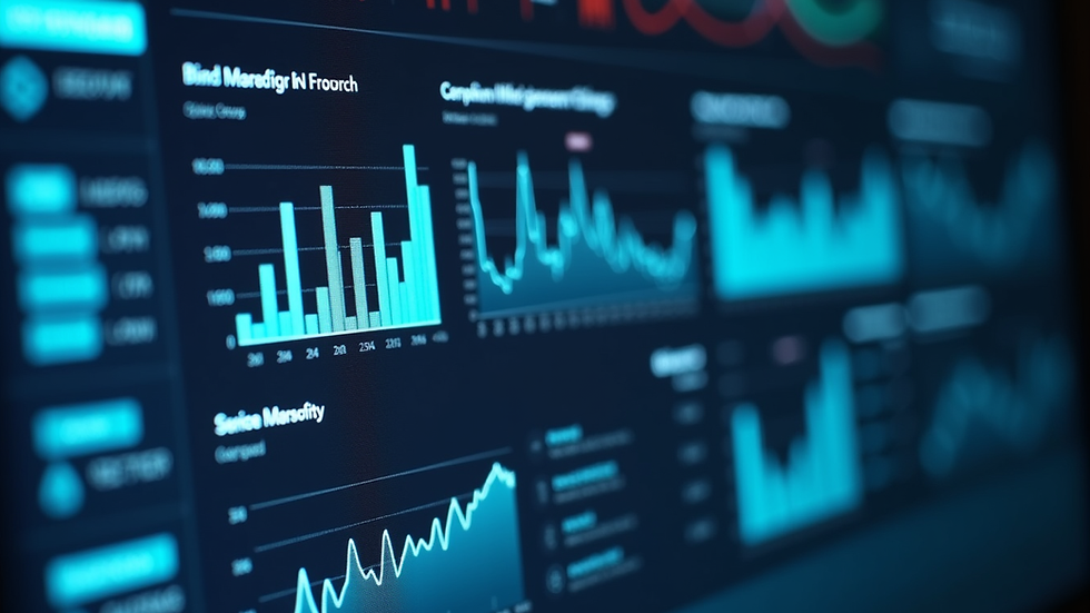 Eye-level view of a digital marketing dashboard showing integrated campaign metrics
