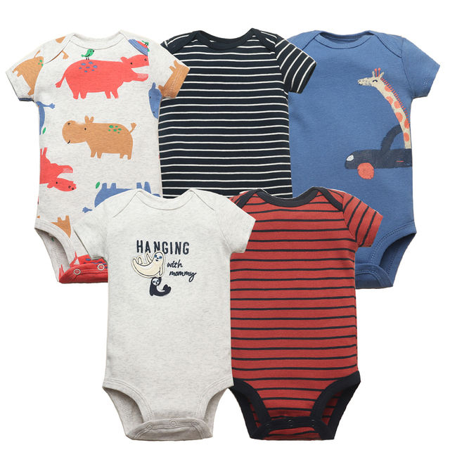 Miniatura: Set 5 Pezzi Body Neonato in Cotone - Pagliaccetti a Maniche Corte Unisex per Neo