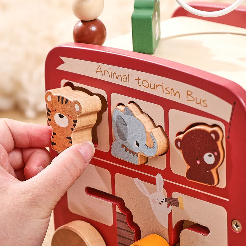 Miniatura: Bus Sensoriale Montessori in Legno - Busy Board Multiattività per Neonati