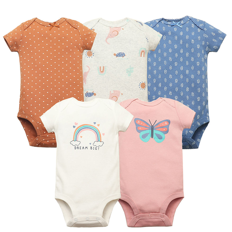 Miniatura: Set 5 Pezzi Body Neonato in Cotone - Pagliaccetti a Maniche Corte Unisex per Neo