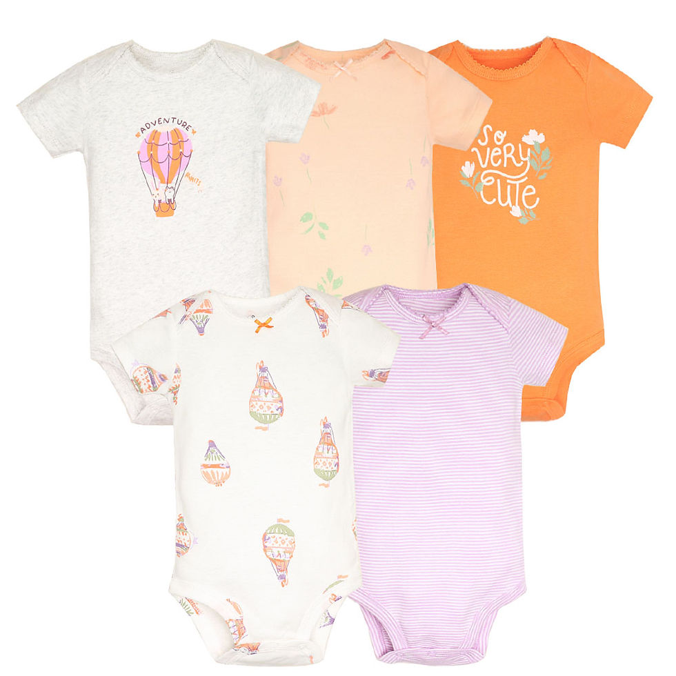Miniatura: Set 5 Pezzi Body Neonato in Cotone - Pagliaccetti a Maniche Corte Unisex per Neo