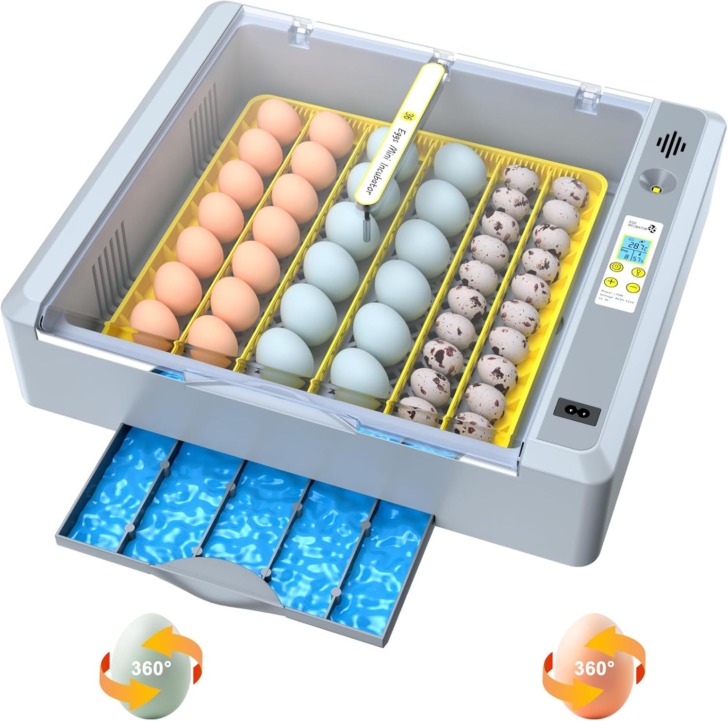 36 Egg Incubator for Hatching Eggs withAuto Turn, Temp & Humidity Control, Built