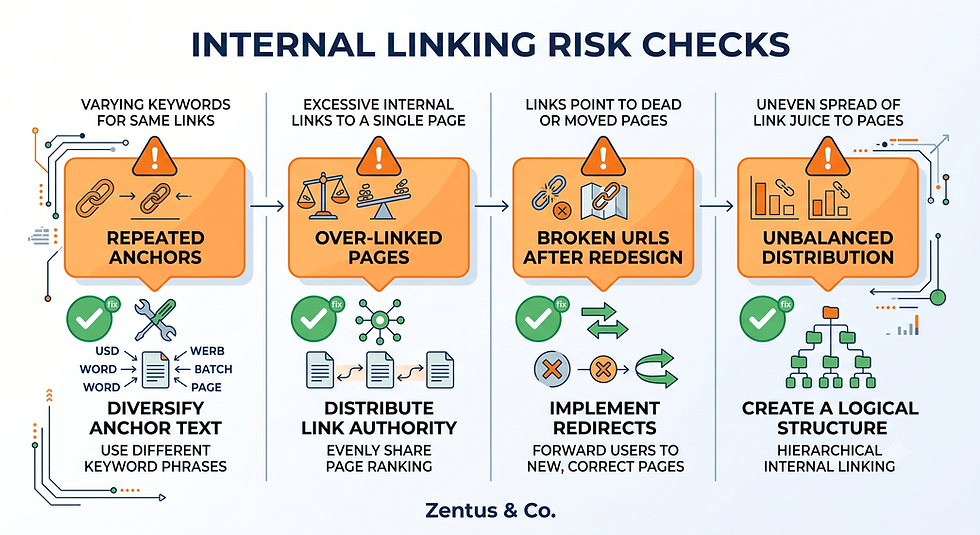 Wix internal linking risk and troubleshooting checklist by Zentus Agency