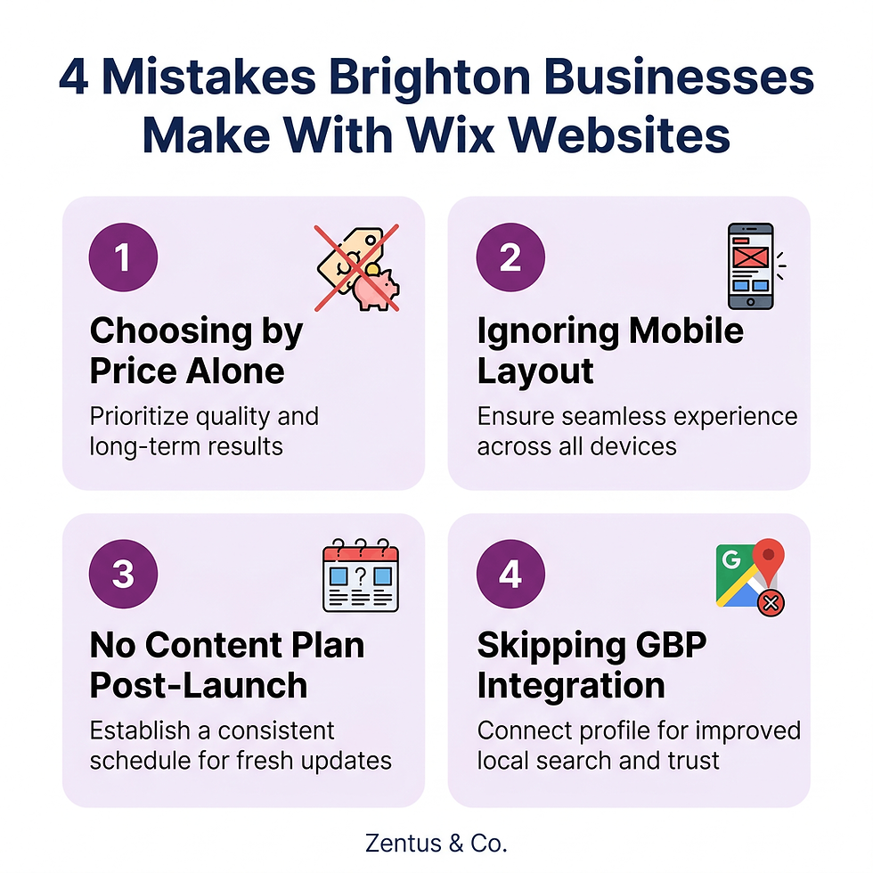 4 common mistakes Brighton businesses make with Wix websites 2026 by Zentus Agency