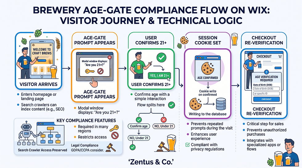 Wix age-gate compliance flow for Charlotte brewery websites