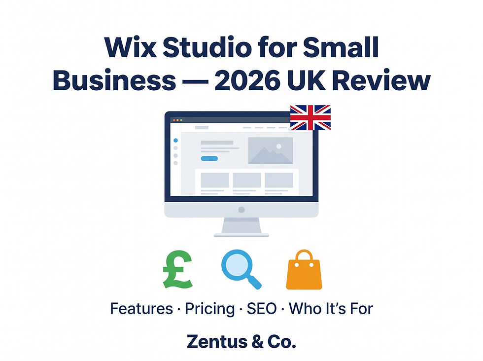 Wix Studio for small business UK review 2026 — features, pricing and SEO overview by Zentus Agency
