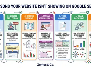 7 reasons a website is not showing on Google search by Zentus Agency