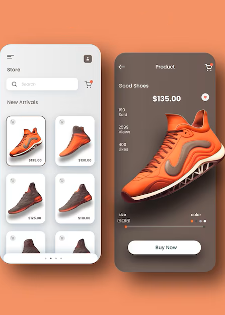 Modern e-commerce website design made by Zentus & Co. with orange background