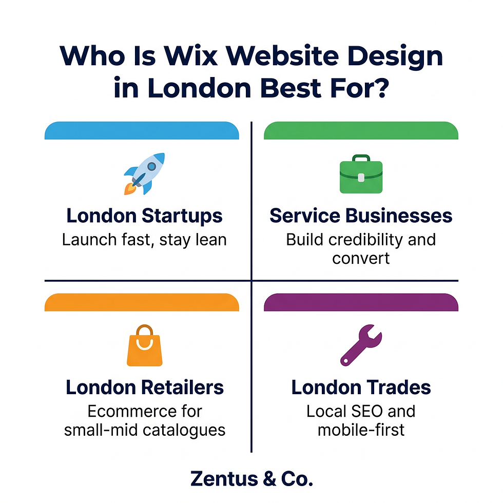Who is Wix website design in London best for — four business type guide by Zentus Agency